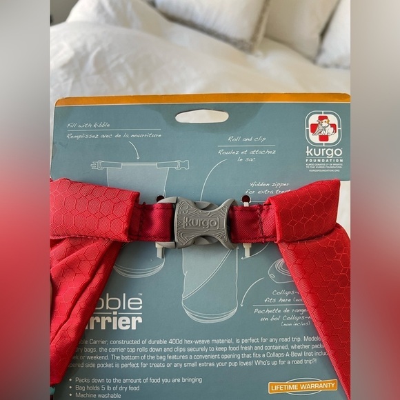 Kurgo Kibble Carrier | Dog Travel Food Storage Bag (Up To 5lbs) | Red NWT - Picture 6 of 7